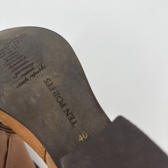 Ten Points Brown Tan Distressed Leather Ankle Boots Lined Size EU 40 - Picture 12 of 14